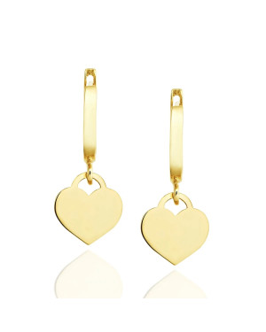 14k Gold Dangling Heart Earrings – Elegant Full Heart Design