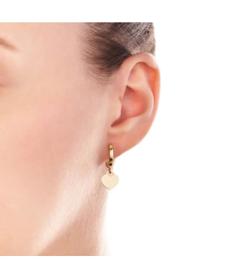 14k Gold Dangling Heart Earrings – Elegant Full Heart Design