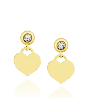 14k Gold Heart Earrings With Cubic Zirconia – Elegant & Feminine