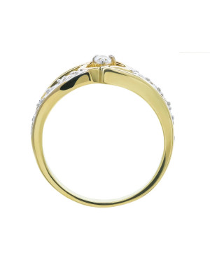 Złoty pierścionek serce z cyrkoniami 14k