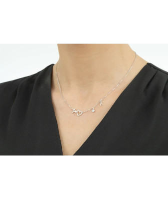Silver 925 Heart Pulse Necklace – Delicate Rhodium-Plated Jewellery for Women