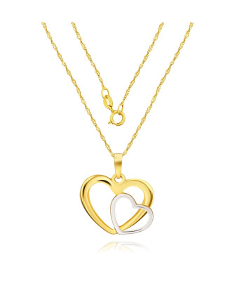 14k Gold Two Hearts Pendant | Elegant Dual-Tone Love Jewellery