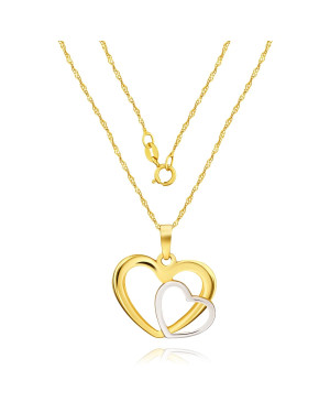 14k Gold Two Hearts Pendant | Elegant Dual-Tone Love Jewellery