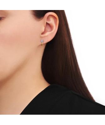 14k Gold Flower Earrings with White Zirconia Stones – Elegant Floral Jewellery