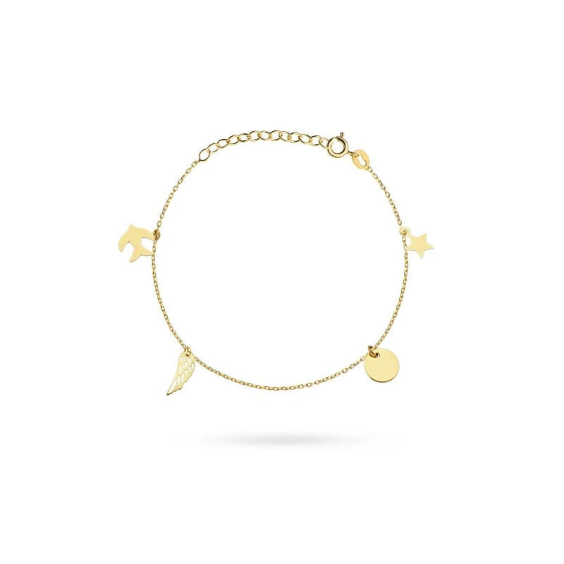 ⭐ Gold bracelet with a star, a ring, a wing and a swallow ♥ GoldJewellery