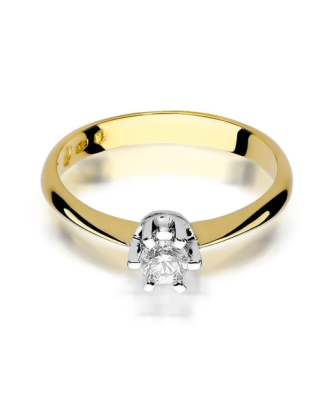 Złoty Pierścionek 14k z diamentem brylant 0,23ct