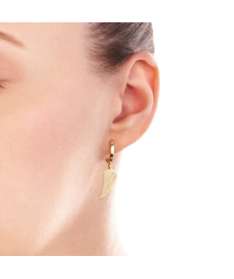 8K Gold Wing Drop Earrings with Leverback Clasp