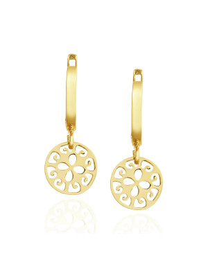 14k Gold Dangling Oriental Hoop Earrings – Elegant Women’s Gold Hoops