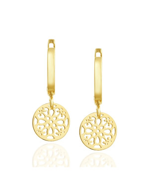 14k Gold Dangling Hoop Earrings – Elegant Drop Design