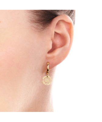 14k Gold Dangling Hoop Earrings – Elegant Drop Design