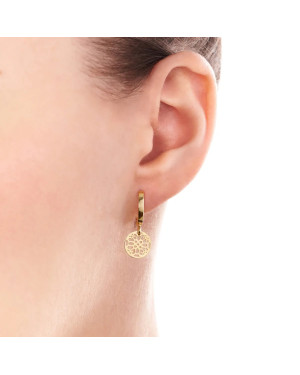 14k Gold Dangling Hoop Earrings – Elegant Drop Design