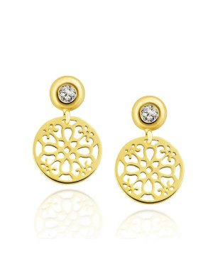 14k Gold Dangling Circle Earrings – Elegant Gold Drop Earrings