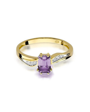 14k Gold Ring with 0.50ct Amethyst and Diamonds – Elegant Women’s Ring