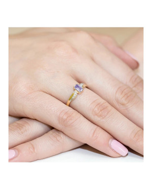 14k Gold Ring with 0.50ct Amethyst and Diamonds – Elegant Women’s Ring