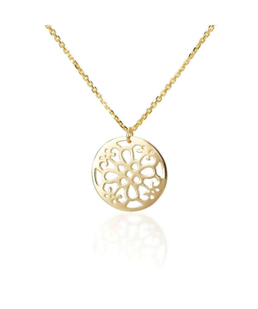 14k Gold Openwork Circle Pendant Necklace – Elegant Minimalist Jewellery