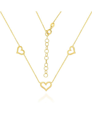 14k Gold Necklace with Three Hearts – Elegant Women’s Jewellery