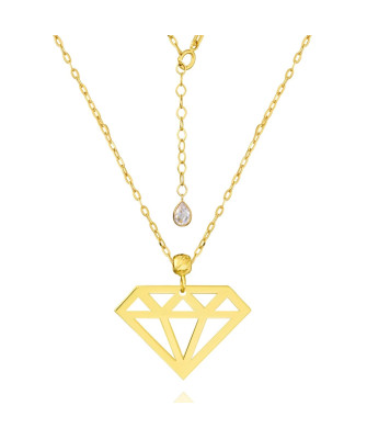 14k Gold Necklace with Geometric Diamond Pendant – Elegant Women’s Jewellery