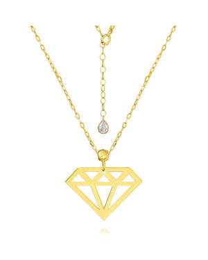 14k Gold Necklace with Geometric Diamond Pendant – Elegant Women’s Jewellery