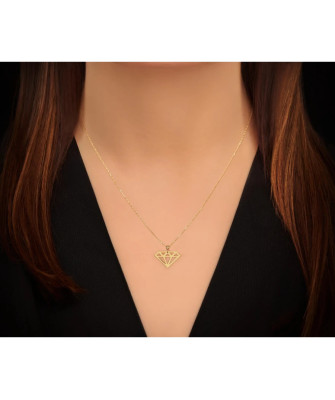14k Gold Necklace with Geometric Diamond Pendant – Elegant Women’s Jewellery