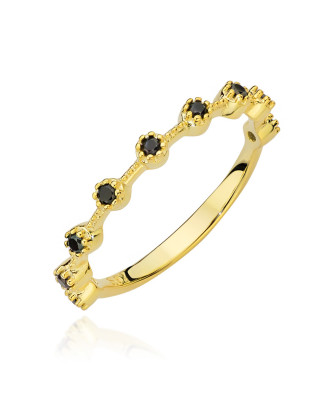 8k Gold Ring with Black Cubic Zirconias – Delicate Women’s Jewellery