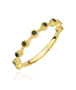 8k Gold Ring with Black Cubic Zirconias – Delicate Women’s Jewellery