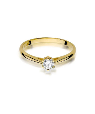 Złoty Pierścionek 14k z diamentem brylant 0,15ct
