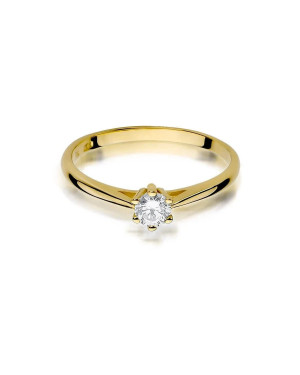 Złoty Pierścionek 14k z diamentem brylant 0,15ct