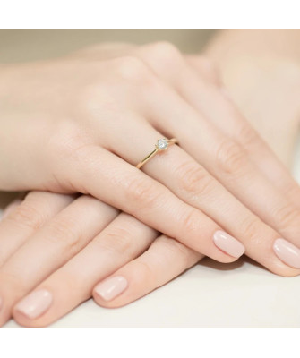 Złoty Pierścionek 14k z diamentem brylant 0,15ct