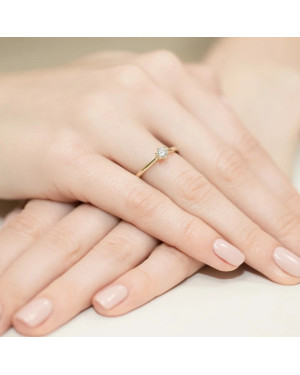 Złoty Pierścionek 14k z diamentem brylant 0,15ct
