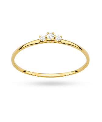 8k Gold Delicate Ring with Three Cubic Zirconias – Women’s Jewellery