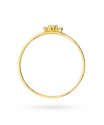 14k Gold Delicate Ring with Three Cubic Zirconias – Women’s Fine Jewellery