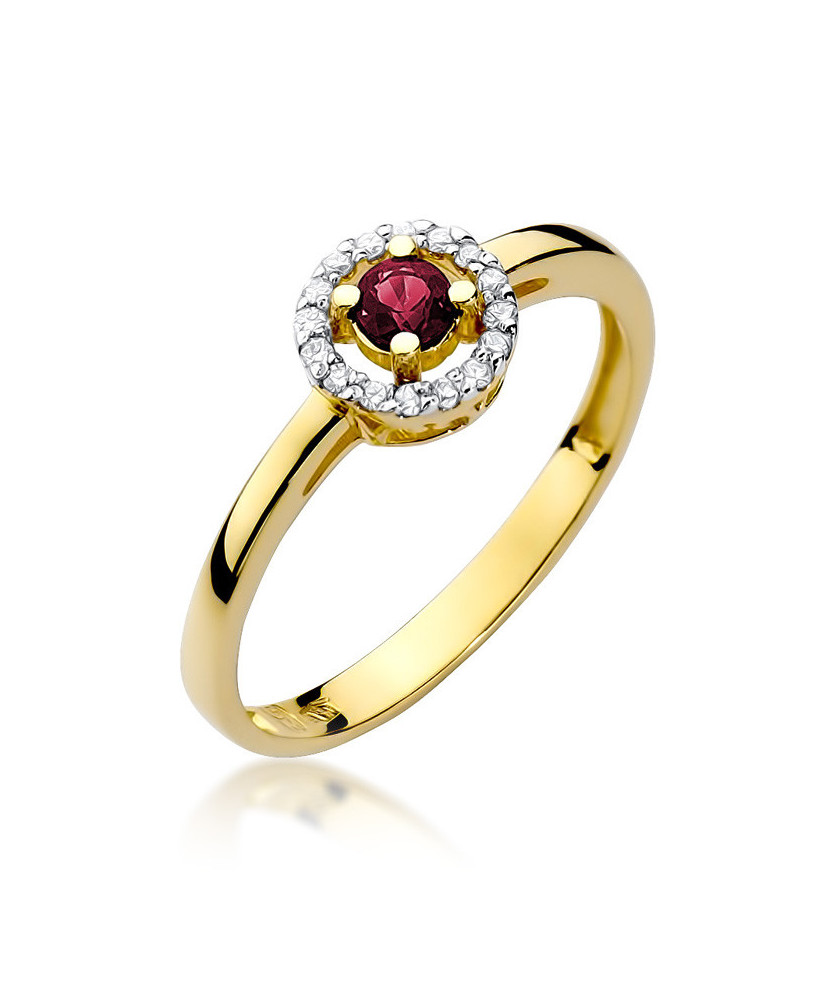 14k Gold Ring with Ruby 0.15ct and Diamonds – Elegant Fine Jewellery