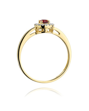 Złoty Pierścionek 14k z diamentem rubin 0,15ct