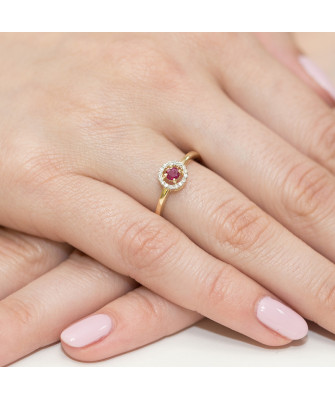 14k Gold Ring with Ruby 0.15ct and Diamonds – Elegant Fine Jewellery