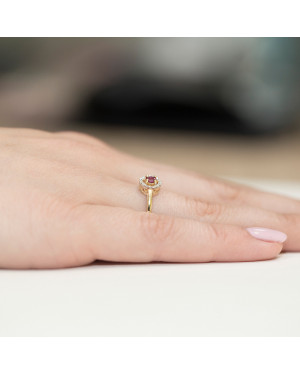 Złoty Pierścionek 14k z diamentem rubin 0,15ct