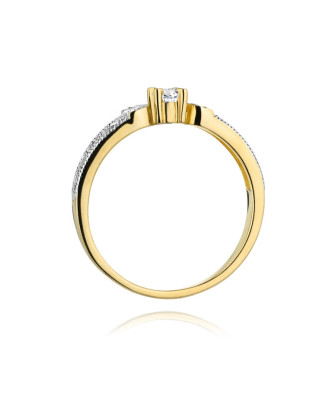 14k Gold Ring with 0.10ct Diamond and Side Diamonds – Elegant Engagement Ring