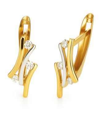 8K Gold Zirconia Leverback Earrings