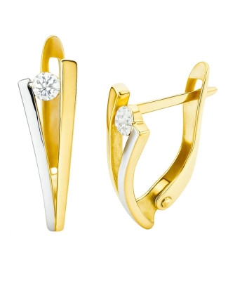 8k Gold Leverback Earrings with Cubic Zirconia