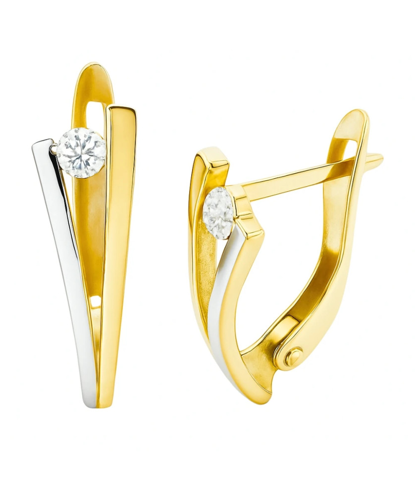 8k Gold Leverback Earrings with Cubic Zirconia