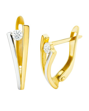 8k Gold Leverback Earrings with Cubic Zirconia