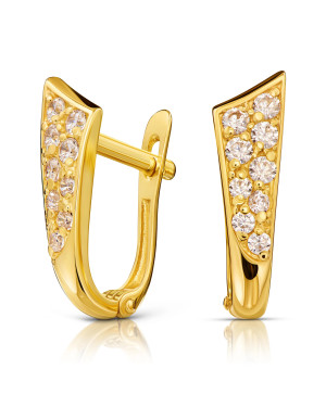 8k Gold Triangle Leverback Zirconia Earrings