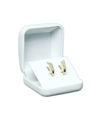 8k Gold Triangle Leverback Zirconia Earrings