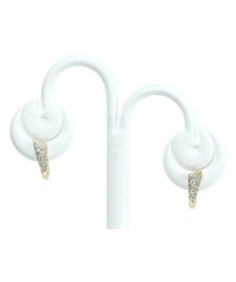 8k Gold Triangle Leverback Zirconia Earrings
