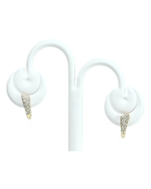 8k Gold Triangle Leverback Zirconia Earrings