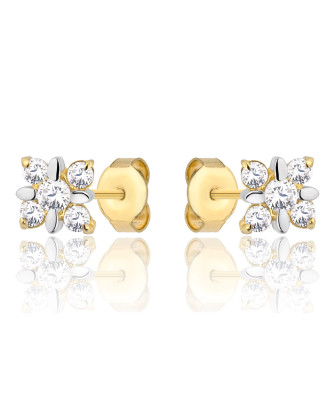 Gold flower earrings zirconia 8k