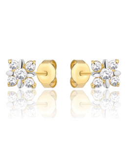 Gold flower earrings zirconia 8k