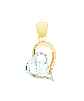 Gold Pendant Heart LARGE STONE HEART