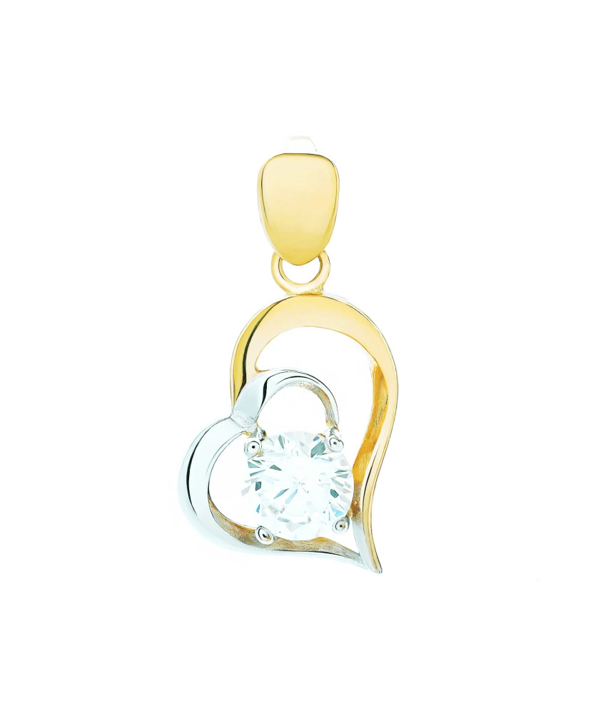 Gold Pendant Heart LARGE STONE HEART