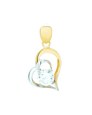 Gold Pendant Heart LARGE STONE HEART