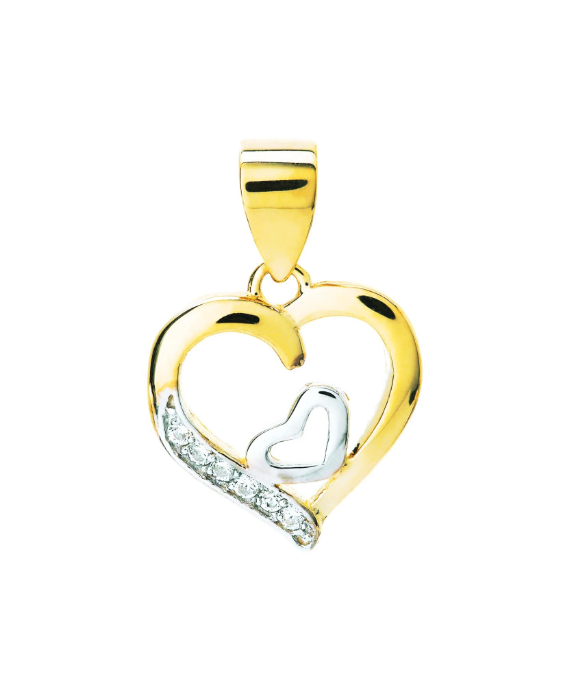 Gold pendant with Zirconia DOUBLE HEART